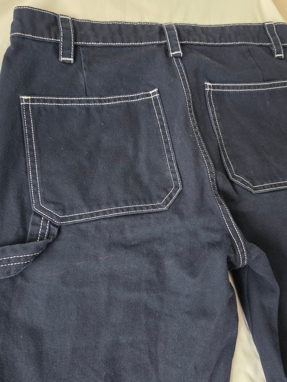 Zara High Rise Carpenter Pants Dark Blue Size 31 - Picture 5 of 11